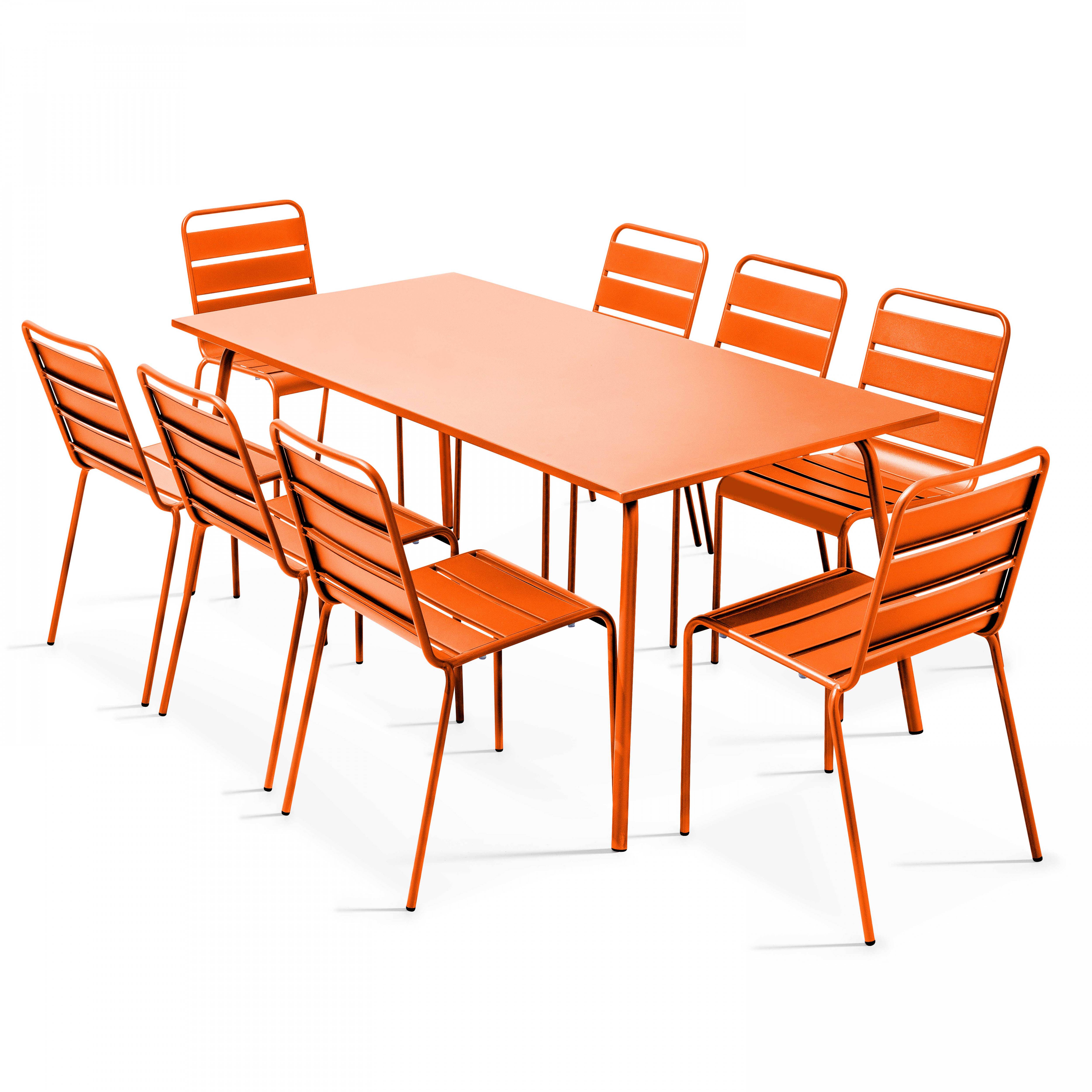 Oviala - Ensemble table de jardin et 8 chaises en métal orange Palavas - Oviala - Image 1