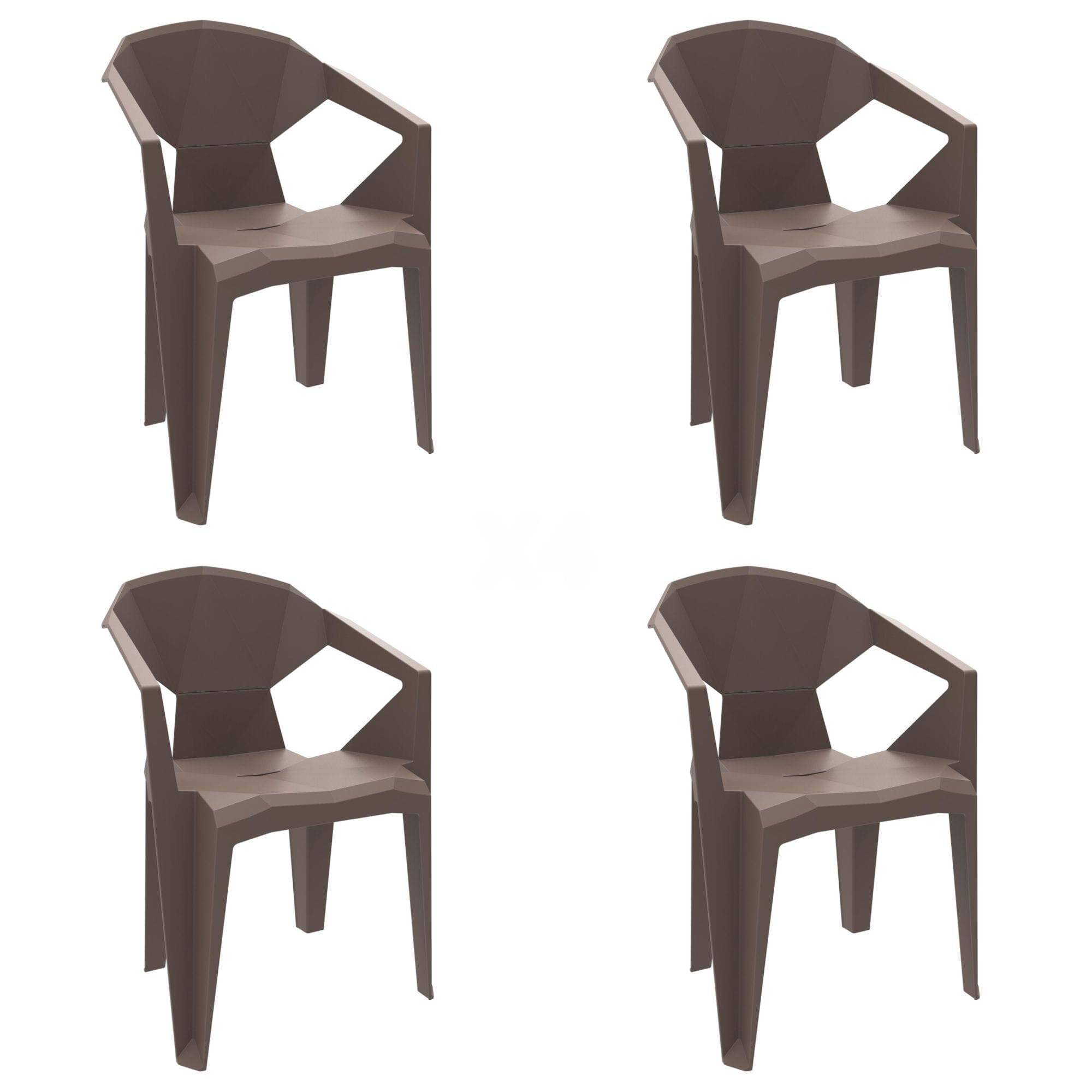 Set 4 fauteuils intérieur, extérieur chocolat DELTA garbar - Image 1