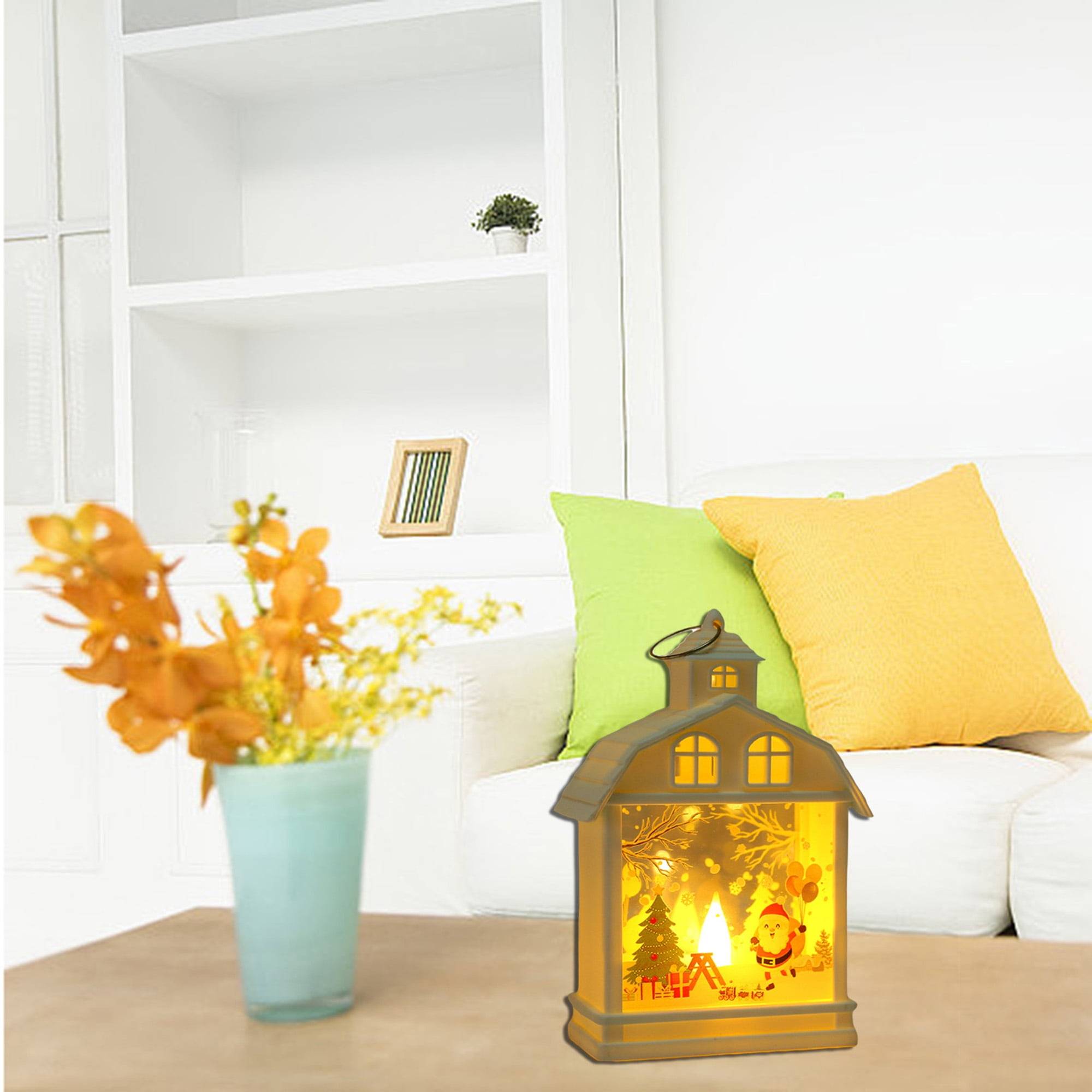 Lanterne du Père Noël 1 pièce, lanterne de Noël avec bougie LED, adaptée à la décoration de la maison de Noël, lumière chaude (piles incluses) - Image 6