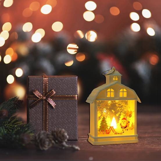 Lanterne du Père Noël 1 pièce, lanterne de Noël avec bougie LED, adaptée à la décoration de la maison de Noël, lumière chaude (piles incluses) - Image 5