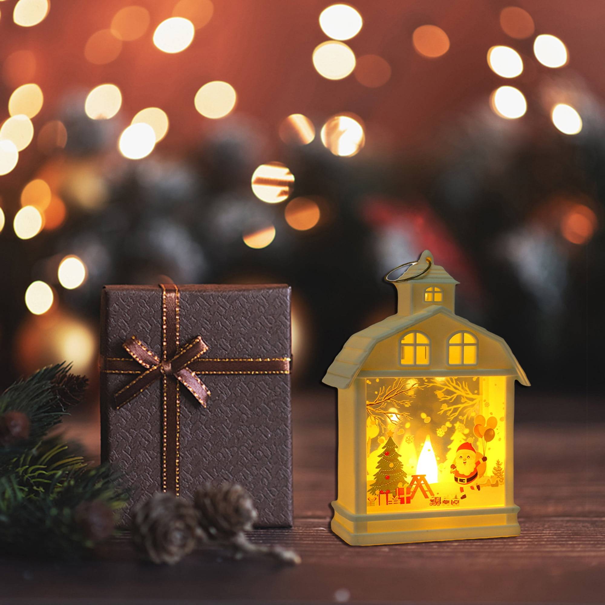 Lanterne du Père Noël 1 pièce, lanterne de Noël avec bougie LED, adaptée à la décoration de la maison de Noël, lumière chaude (piles incluses) - Image 5