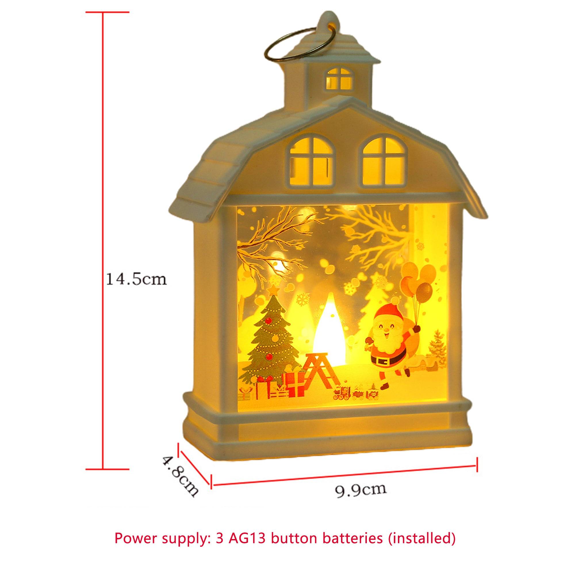 Lanterne du Père Noël 1 pièce, lanterne de Noël avec bougie LED, adaptée à la décoration de la maison de Noël, lumière chaude (piles incluses) - Image 3