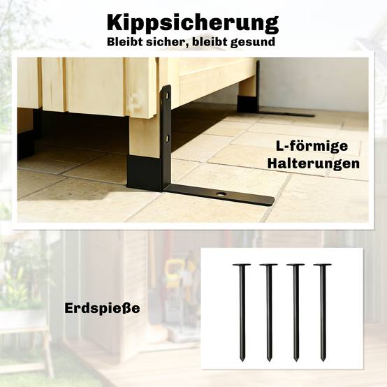ComfortXL - Armoire de jardin haute en bois de sapin naturel rangement extérieur hauteur intérieure 199 cm toit en métal galvanisé - Image 7