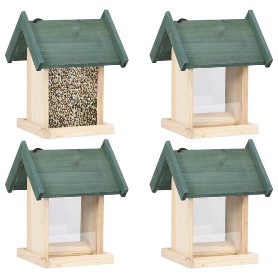 ComfortXL - Lot de 4 Mangeoires à oiseaux en bois de sapin à suspendre pour jardin Beige – ComfortXL Pet Living - Image 1
