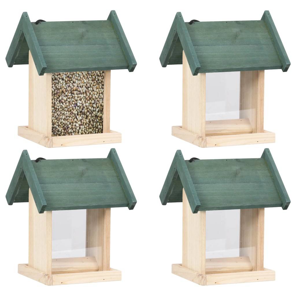 ComfortXL - Lot de 4 Mangeoires à oiseaux en bois de sapin à suspendre pour jardin Beige – ComfortXL Pet Living - Image 1