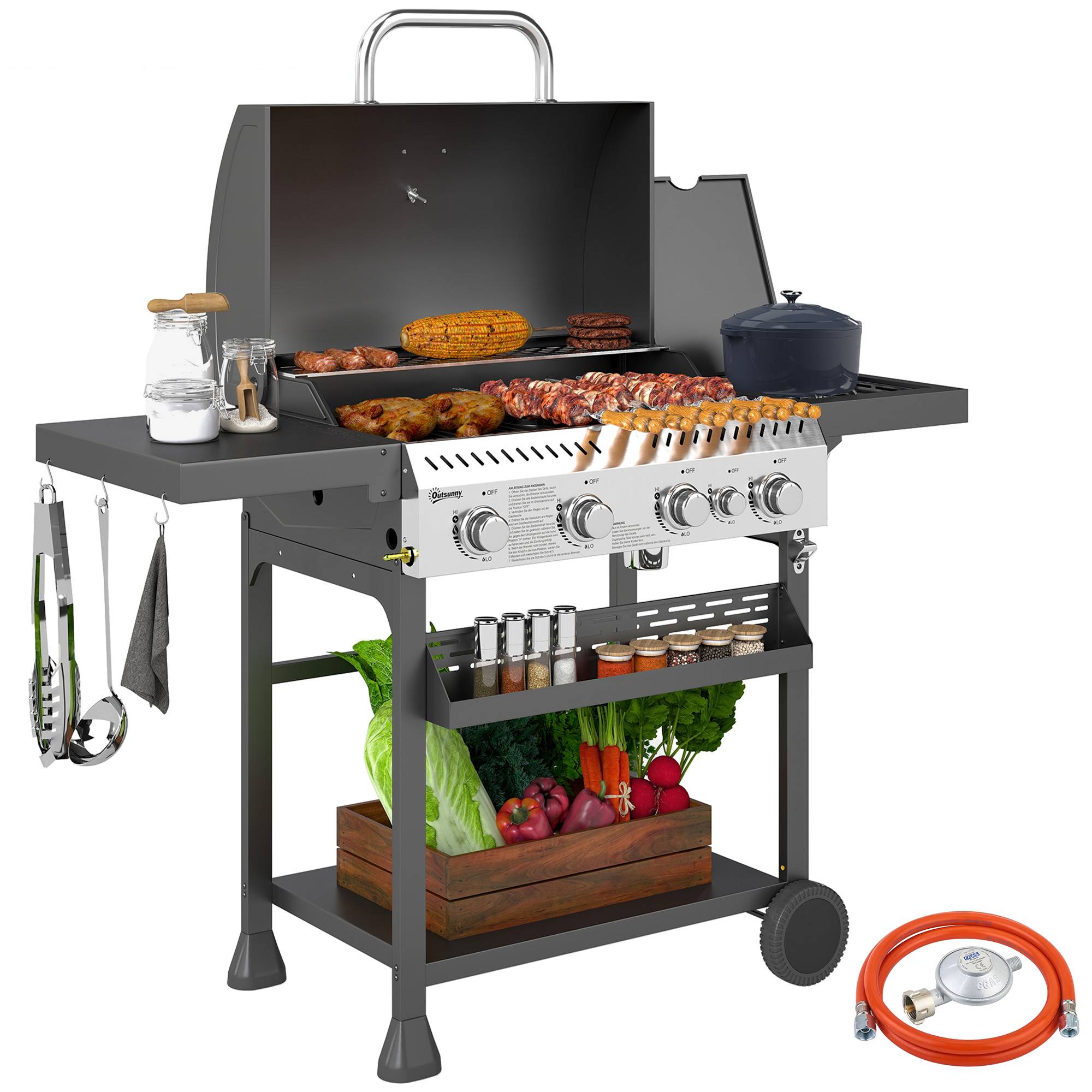 PANGIVO - Barbecue à gaz métal noir 135 x 55 x 103 cm - PANGIVO - Image 1