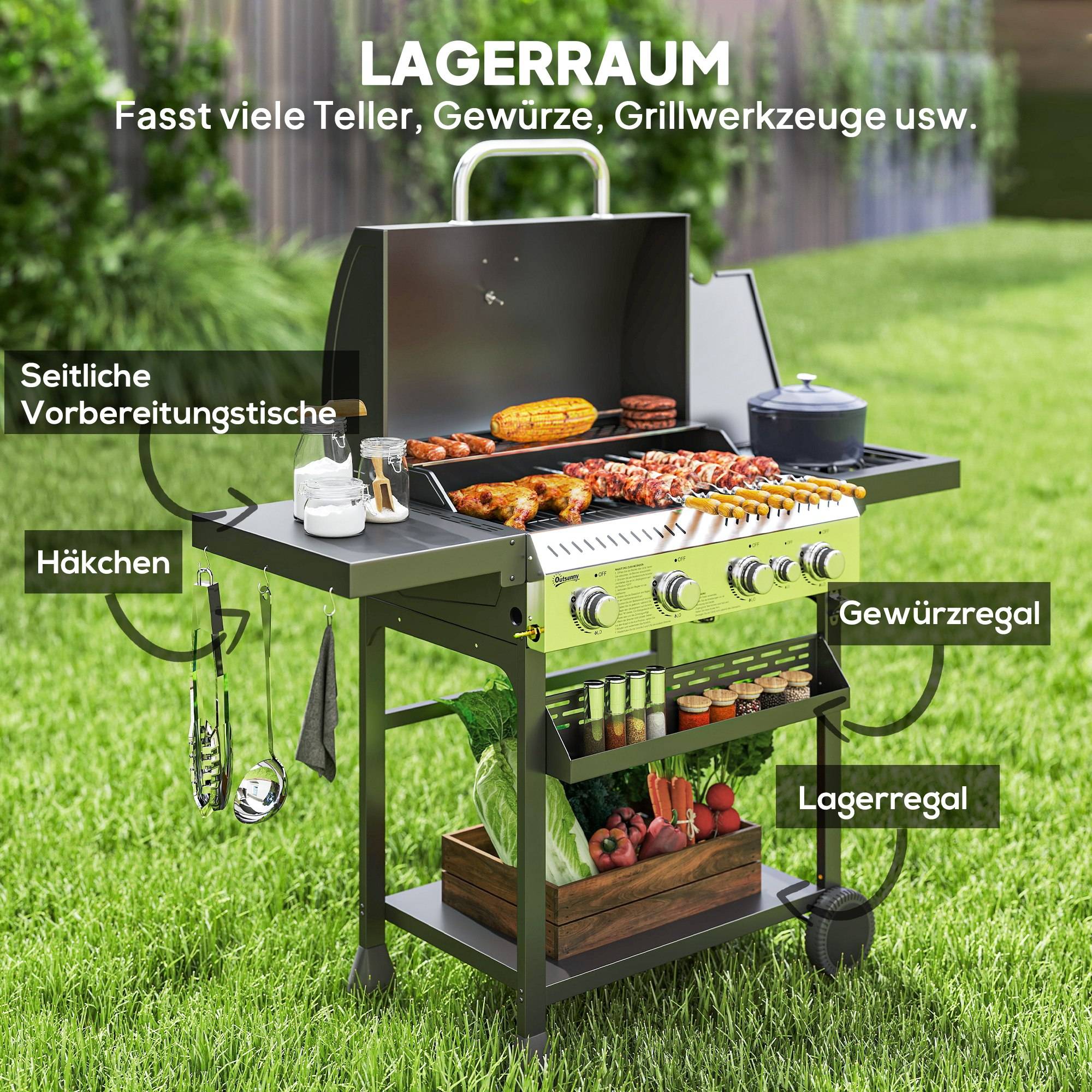 PANGIVO - Barbecue à gaz métal noir 135 x 55 x 103 cm - PANGIVO - Image 8