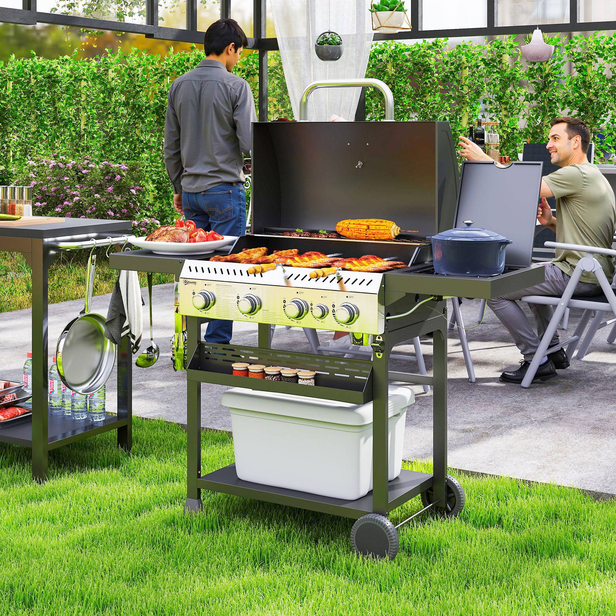 PANGIVO - Barbecue à gaz métal noir 135 x 55 x 103 cm - PANGIVO - Image 3
