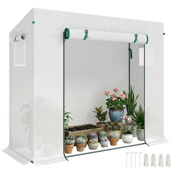 Serre maraîchère de jardin Acier et Plastique Culture facile Accès piéton 200x76x168cm Blanc - ComfortXL Outdoor Living - Image 1