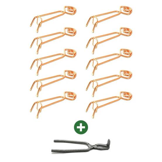 Lot de 10 pièges à taupes Putange traditionnels en acier cuivré + pince - Image 1