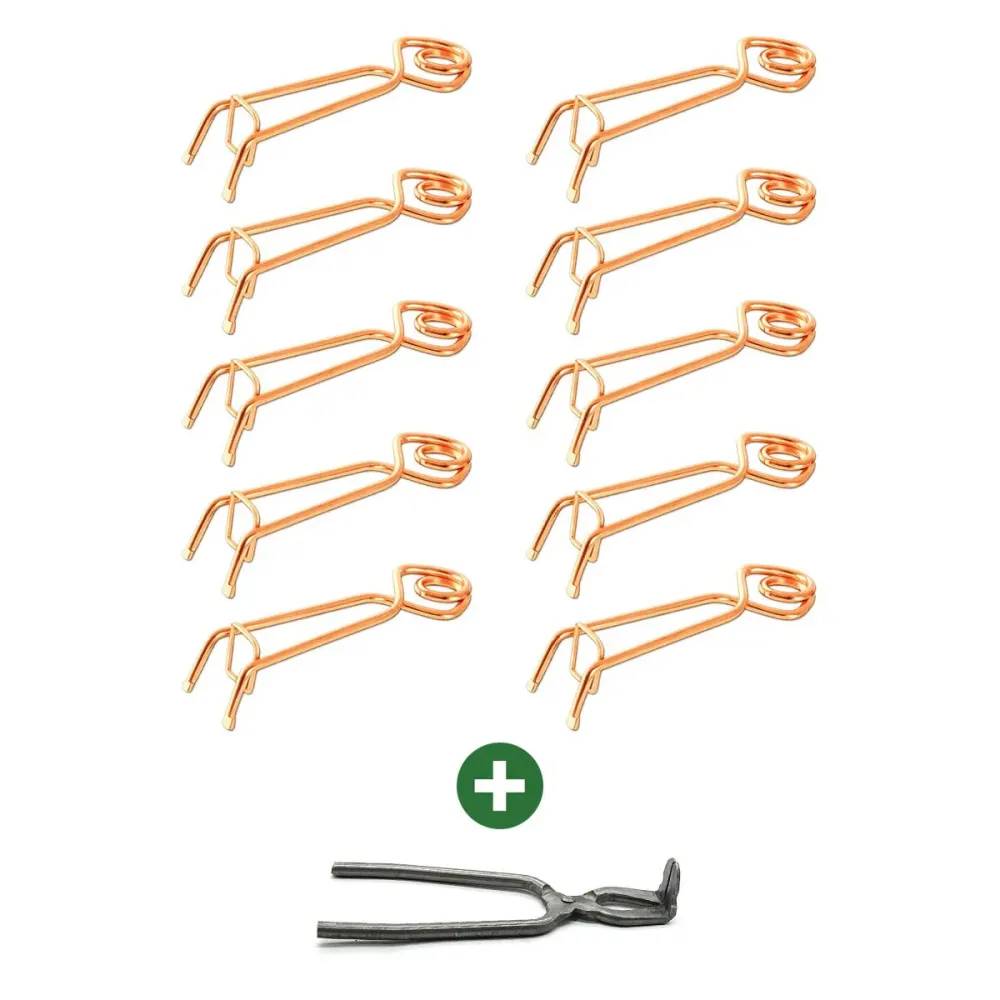 Lot de 10 pièges à taupes Putange traditionnels en acier cuivré + pince - Image 1