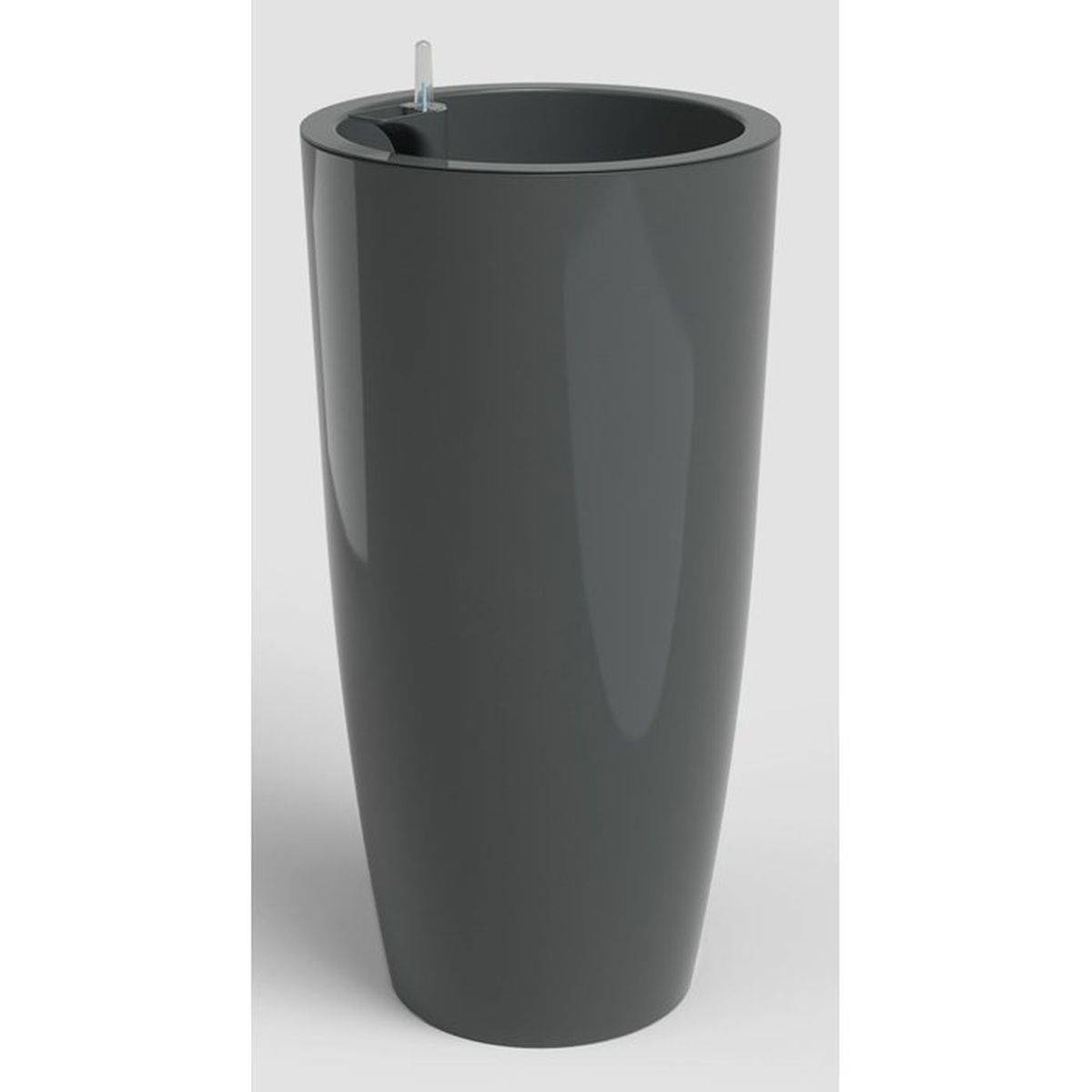 Pot de fleurs auto-arrosant Santorini 78 cm anthracite plastique brillant 72 L - Artevasi - Image 1