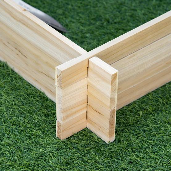 Sans Marque - Jardinière en bois carré potager de jardin sans fond facile à assembler 100 x 100 x 16 cm en bois massif bois naturel - Image 9