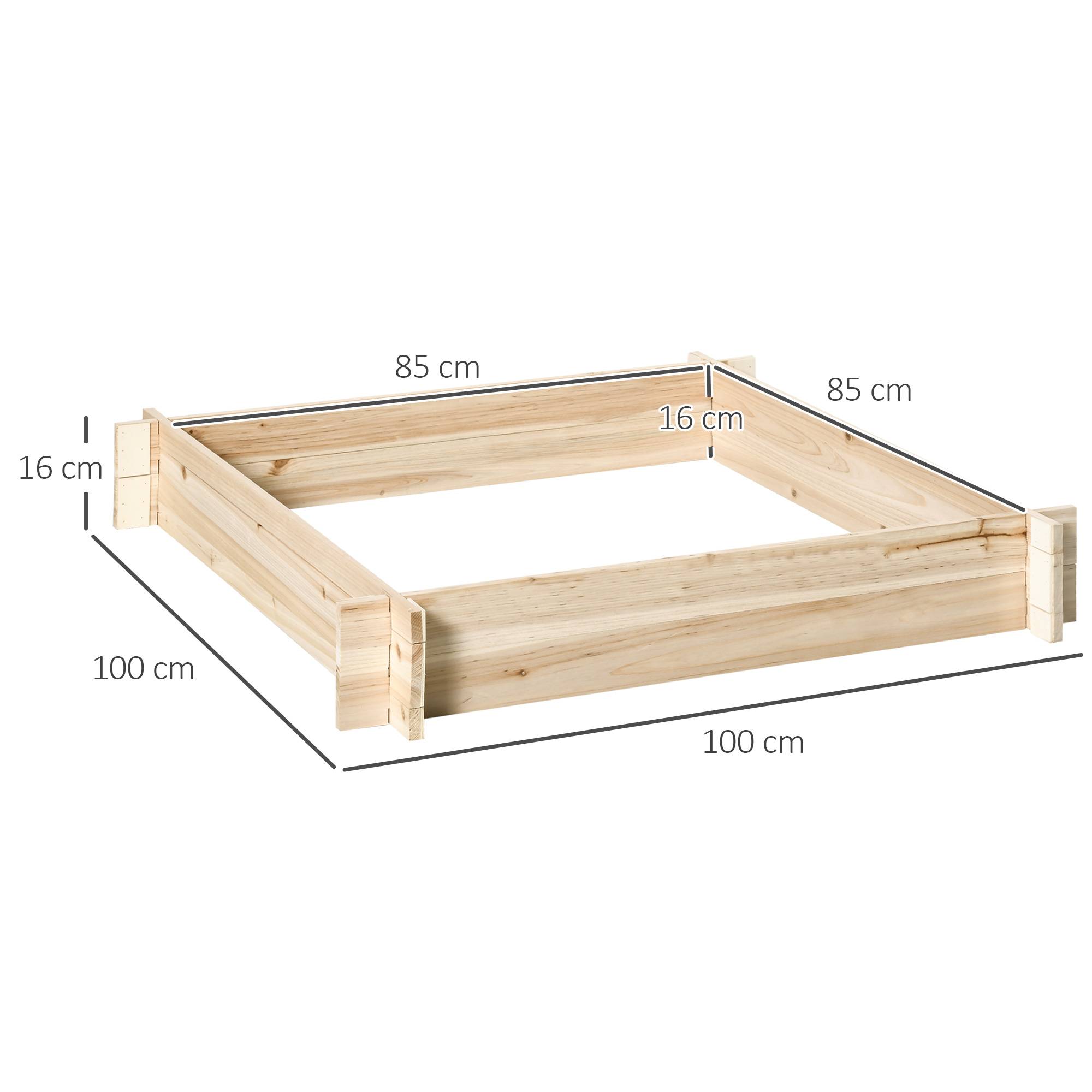 Sans Marque - Jardinière en bois carré potager de jardin sans fond facile à assembler 100 x 100 x 16 cm en bois massif bois naturel - Image 5