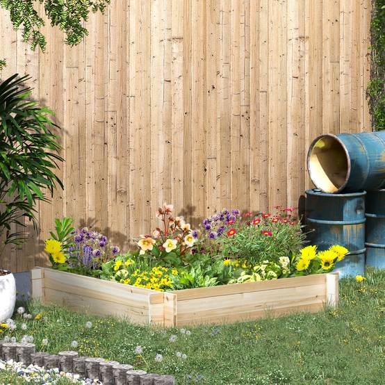 Sans Marque - Jardinière en bois carré potager de jardin sans fond facile à assembler 100 x 100 x 16 cm en bois massif bois naturel - Image 4