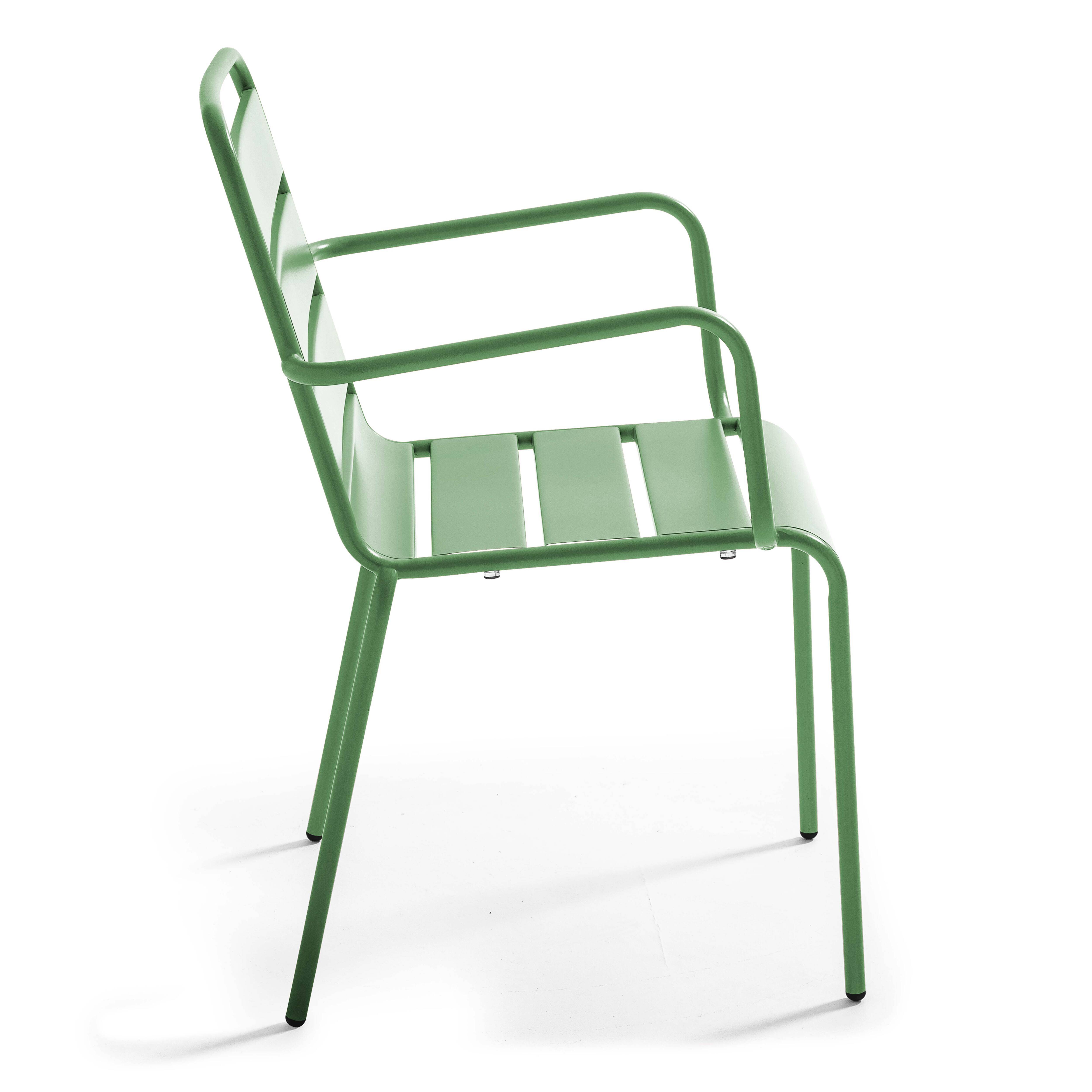 Oviala - Ensemble table de jardin et 4 fauteuils en métal vert cactus Palavas - Oviala - Image 6