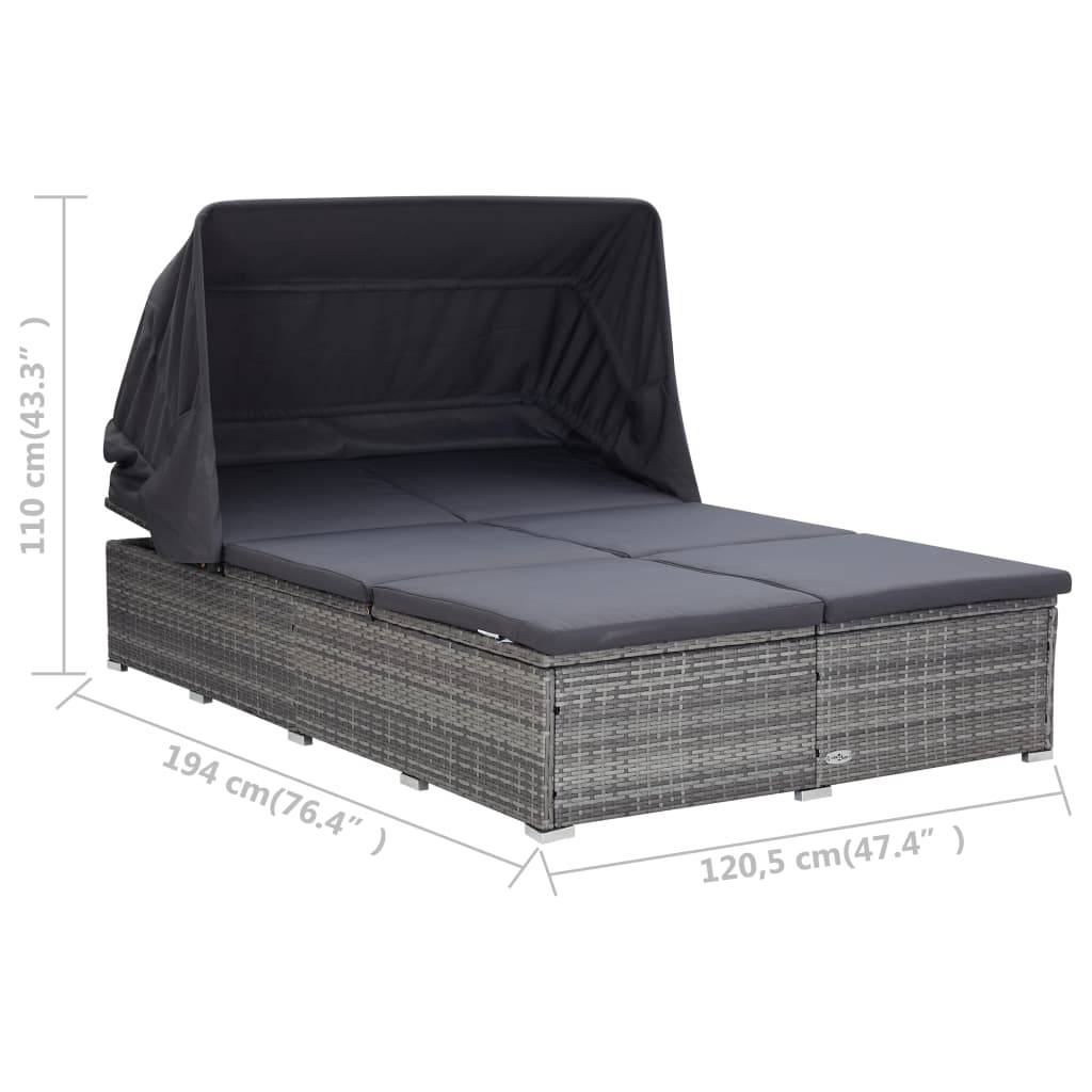 Prolenta Premium - Chaise longue pliante/transat Vrenja Gris 194 X 120,5 X 110 cm - P87209G - Image 8
