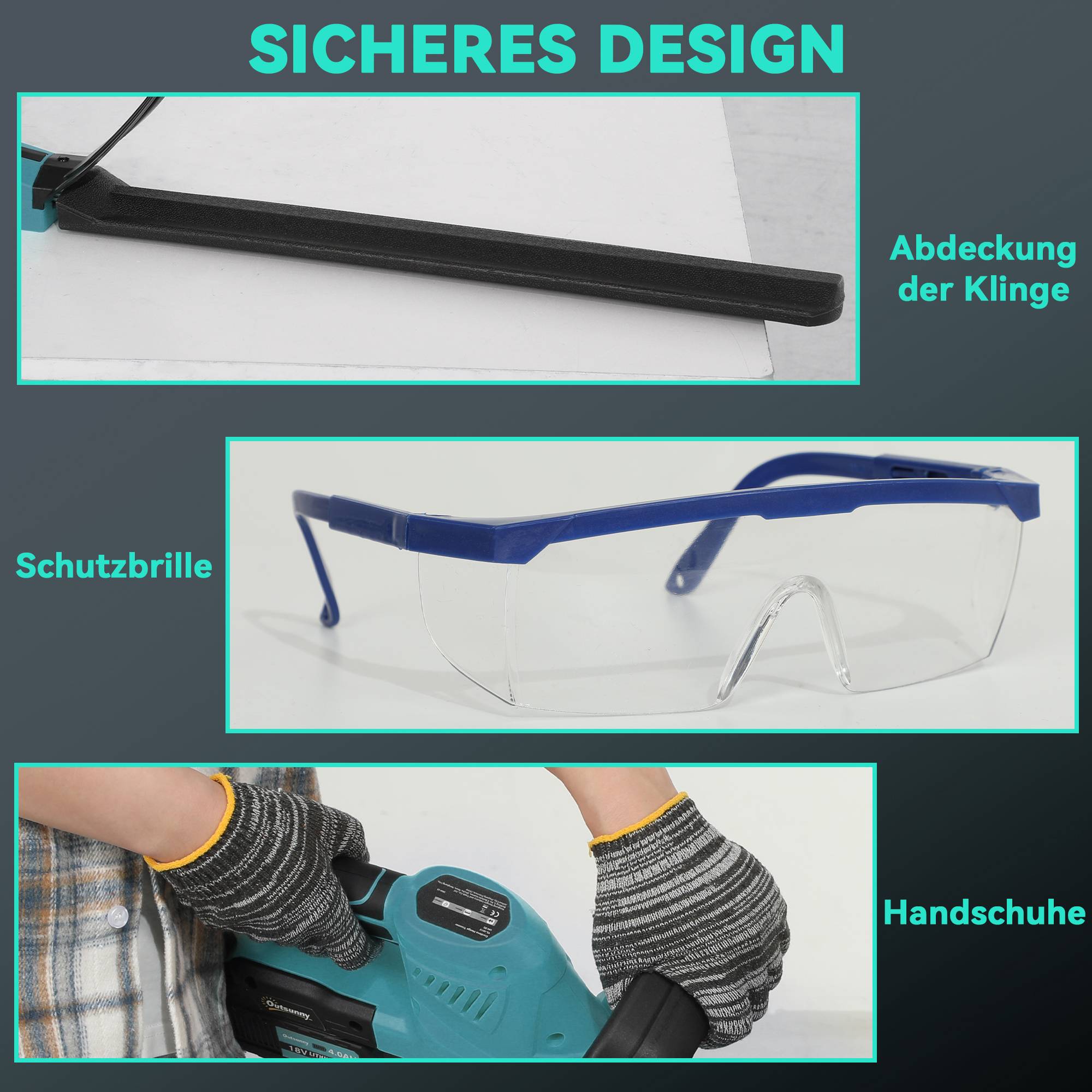 Taille-haie électrique sans fil, lame 51cm, moteur, batterie, Bleu - Image 9