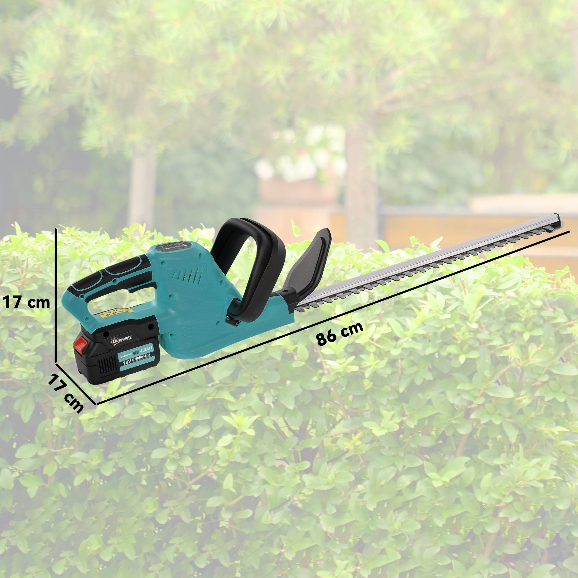 Taille-haie électrique sans fil, lame 51cm, moteur, batterie, Bleu - Image 5