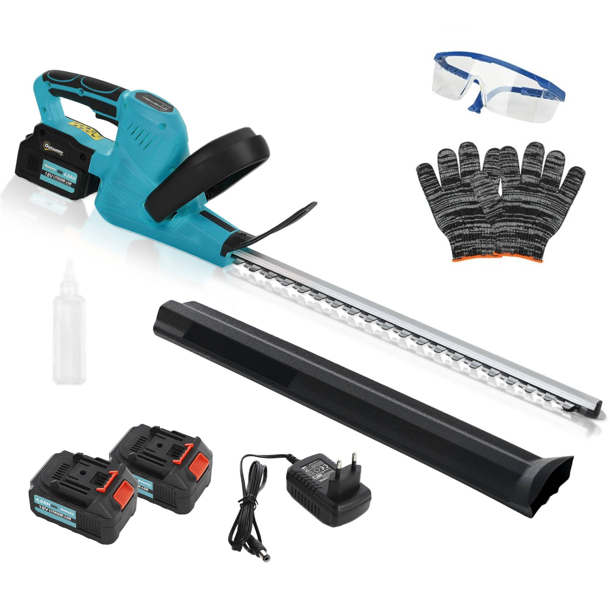 Taille-haie électrique sans fil, lame 51cm, moteur, batterie, Bleu - Image 1
