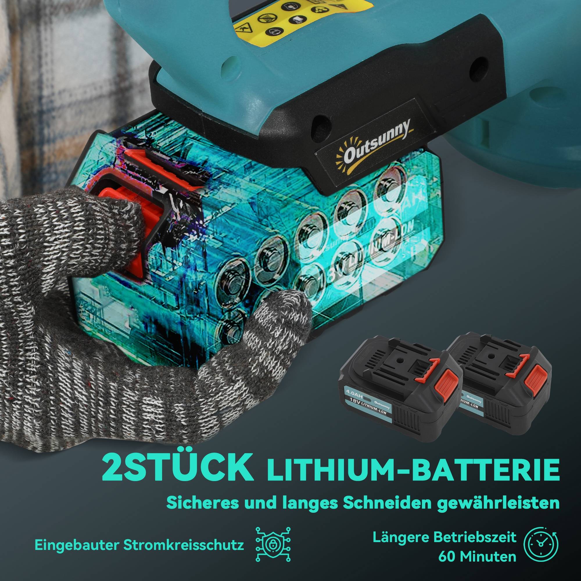 Taille-haie électrique sans fil, lame 51cm, moteur, batterie, Bleu - Image 7