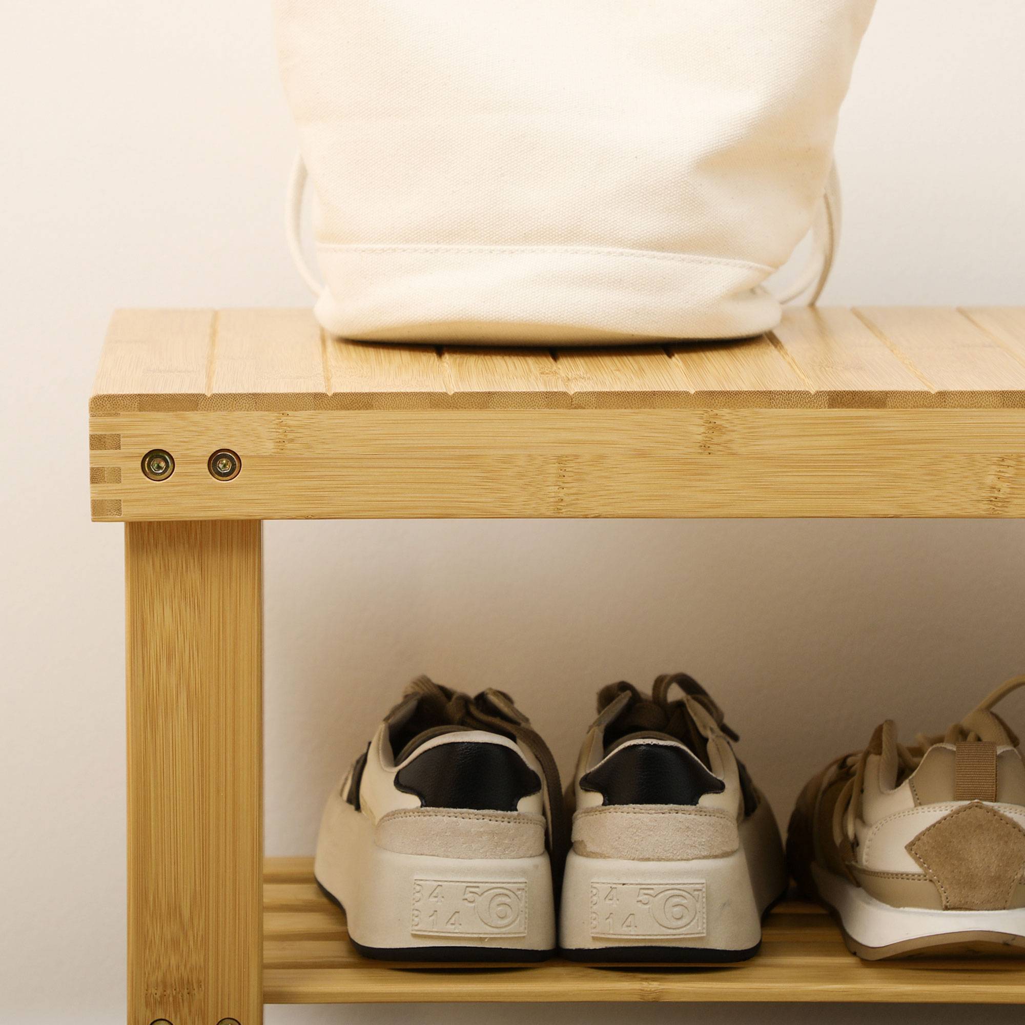 Banc à chaussures, 3 étagères, espace pour 6 à 9 paires de chaussures, jusqu'à 130 kg, bambou, 70 x 28 x 45 cm - Image 10