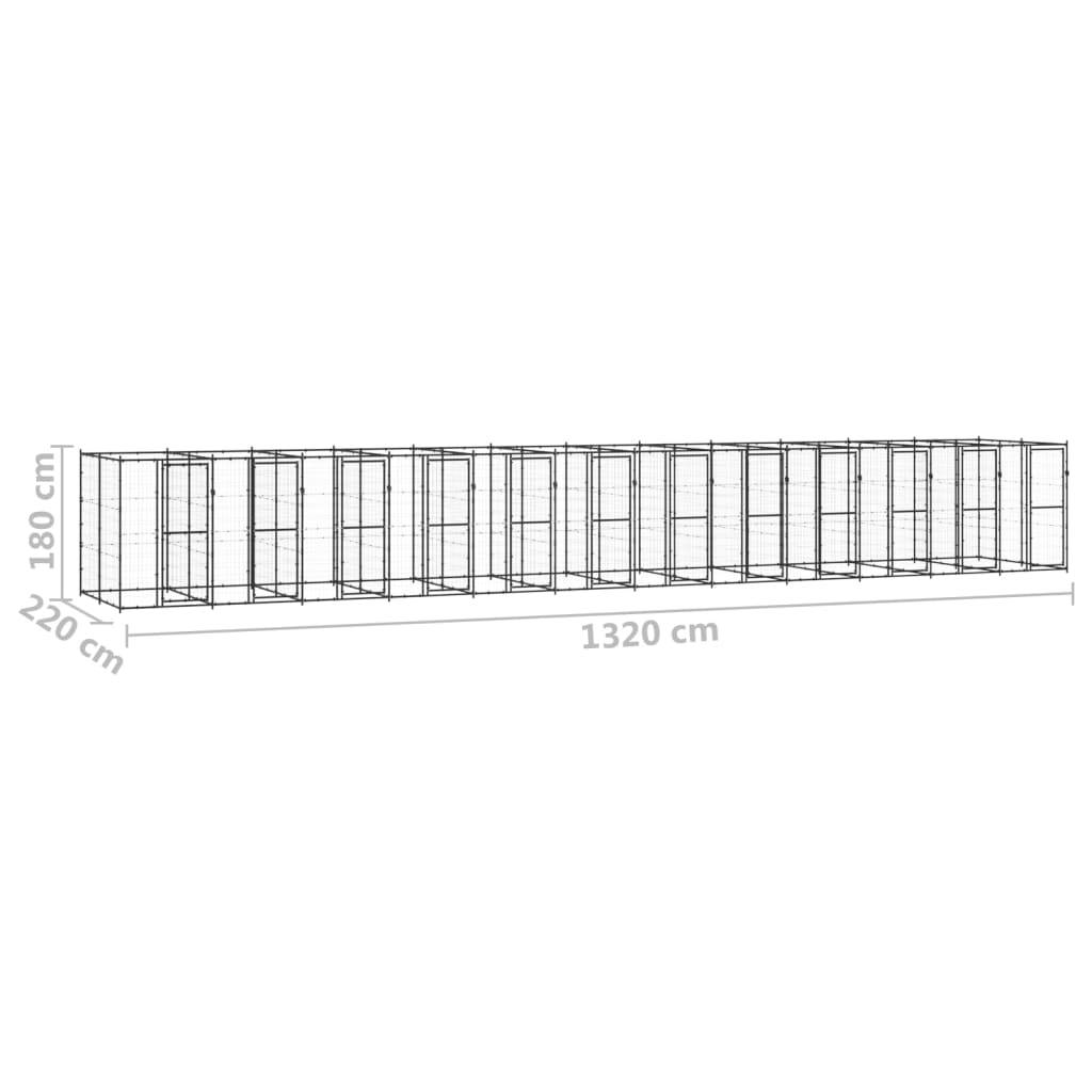 Vidaxl - Chenil d'extérieur pour chiens Acier 29,04 m² vidaXL 3082270 - Image 3