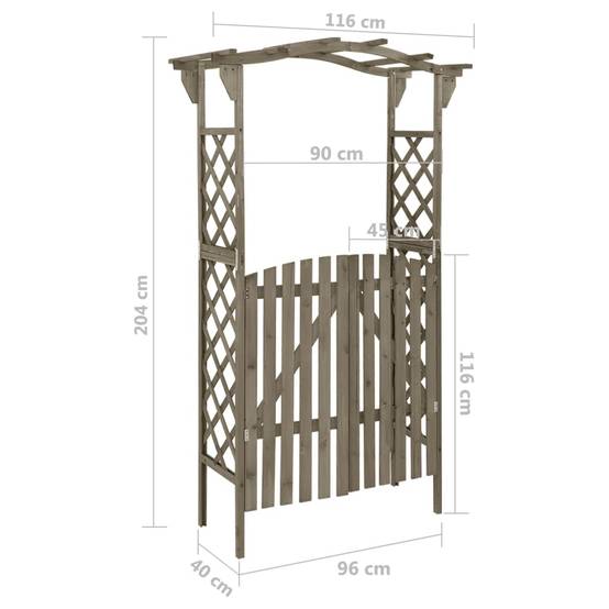 Arche de Jardin Portillon Bois Sapin Gris Pergola Entrée Allée 116x40cm - ComfortXL Outdoor Living - Image 6