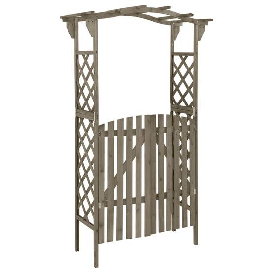 Arche de Jardin Portillon Bois Sapin Gris Pergola Entrée Allée 116x40cm - ComfortXL Outdoor Living - Image 1