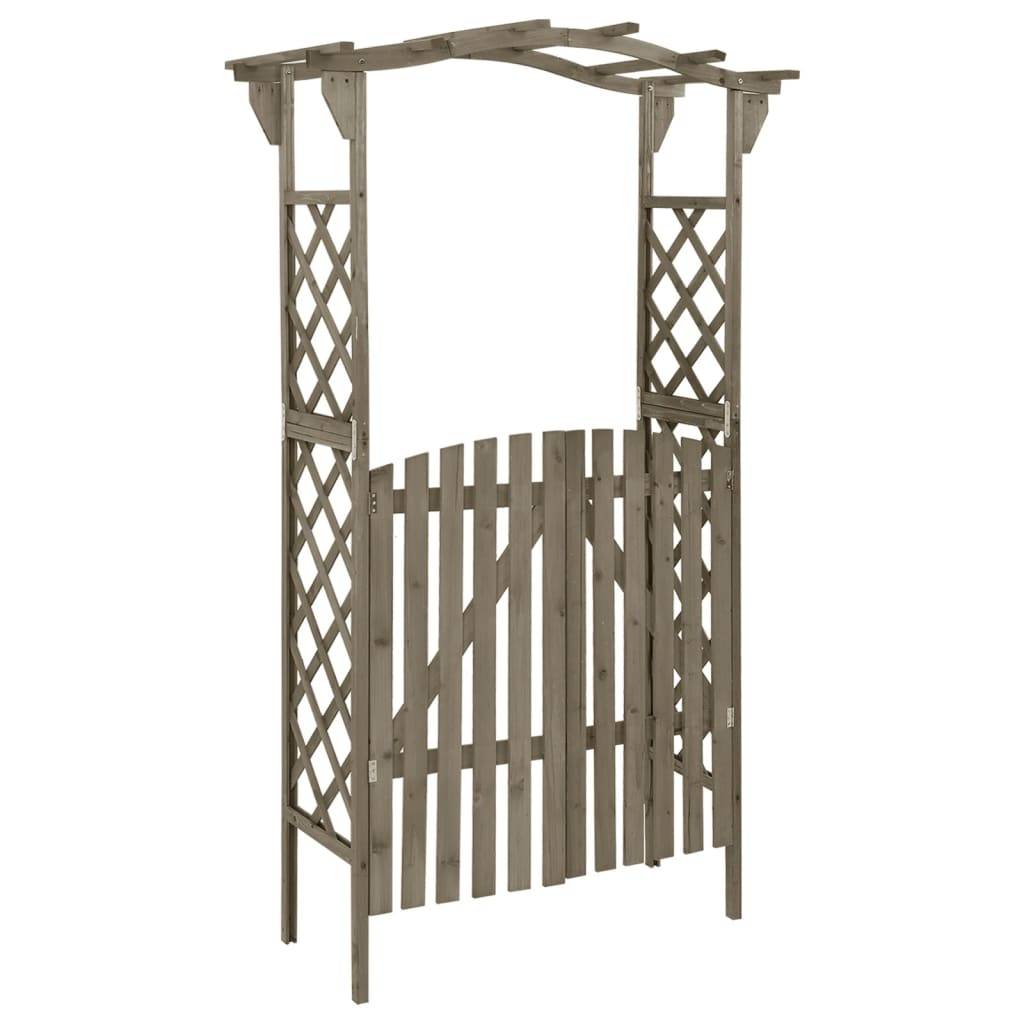 Arche de Jardin Portillon Bois Sapin Gris Pergola Entrée Allée 116x40cm - ComfortXL Outdoor Living - Image 1
