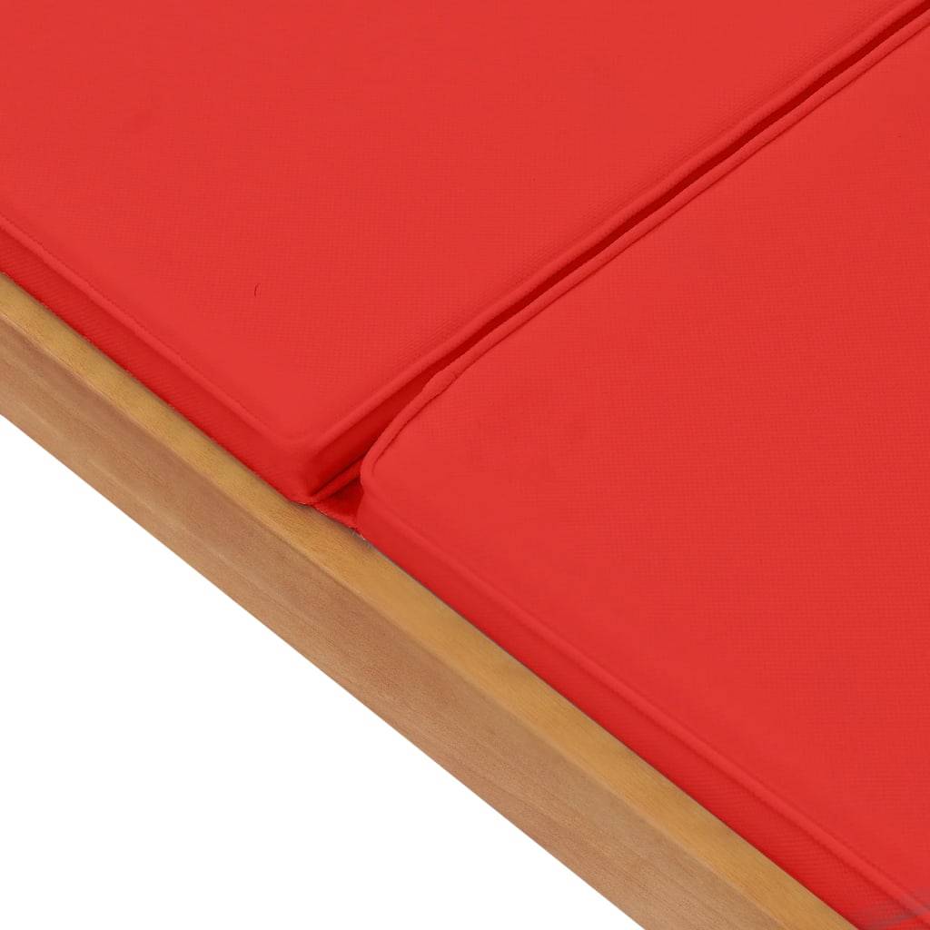 Helloshop26 - Transat chaise longue bain de soleil lit de jardin terrasse meuble d'extérieur avec coussin bois de teck solide rouge - Image 7