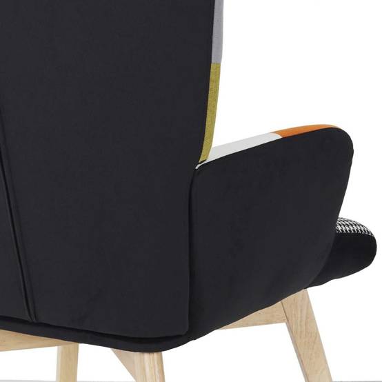The Home Deco Factory - Fauteuil assise en tissu patchwork Helsinki - Image 6