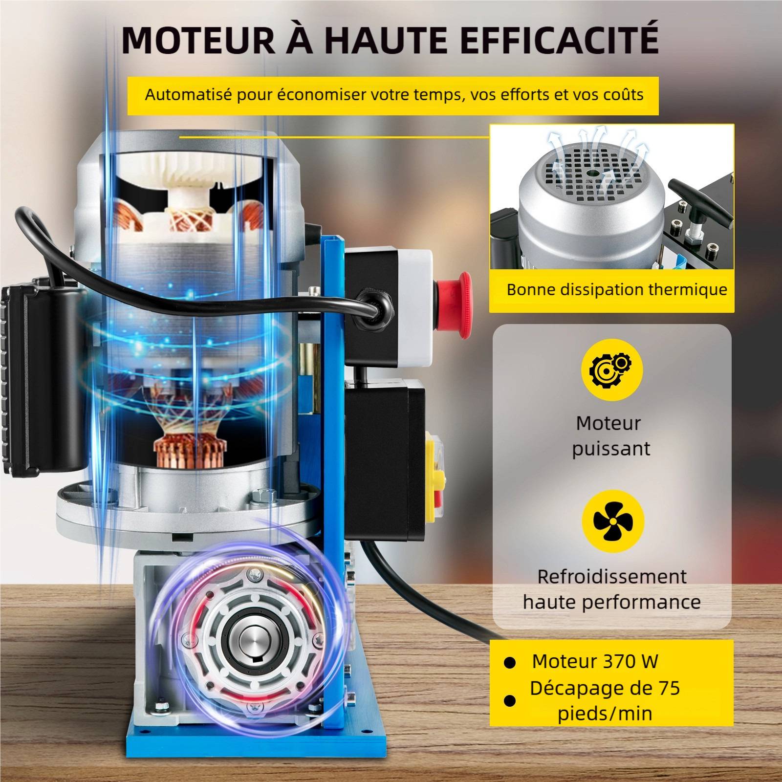VEVOR Dénudeuse électrique 370W, 11 canaux, 10 lames, pour recyclage fils cuivre et enlèvement isolation. - Image 3