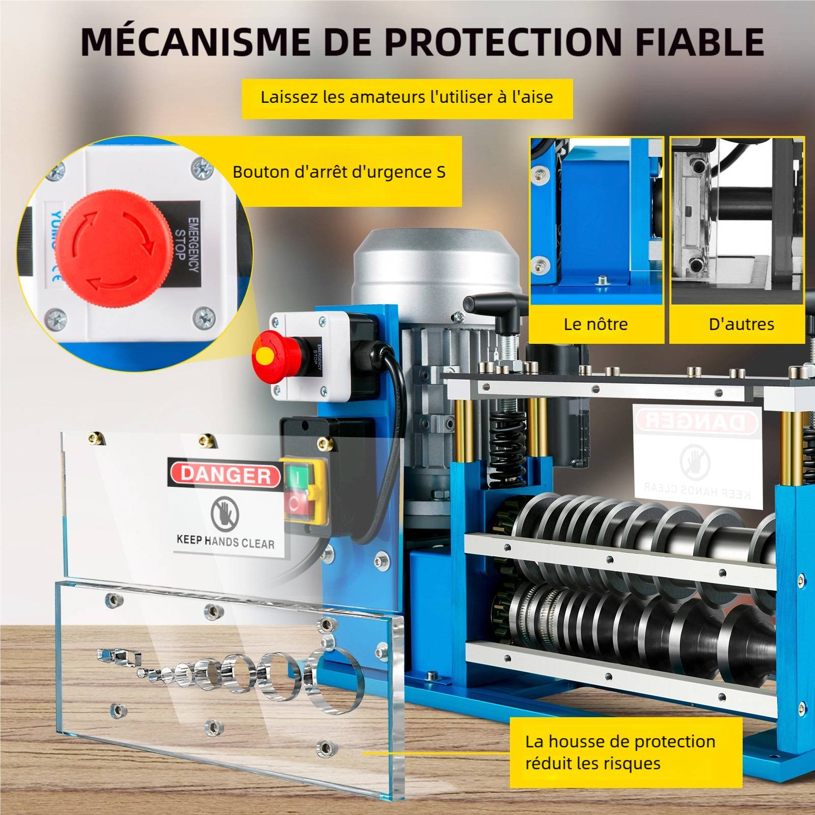 VEVOR Dénudeuse électrique 370W, 11 canaux, 10 lames, pour recyclage fils cuivre et enlèvement isolation. - Image 5