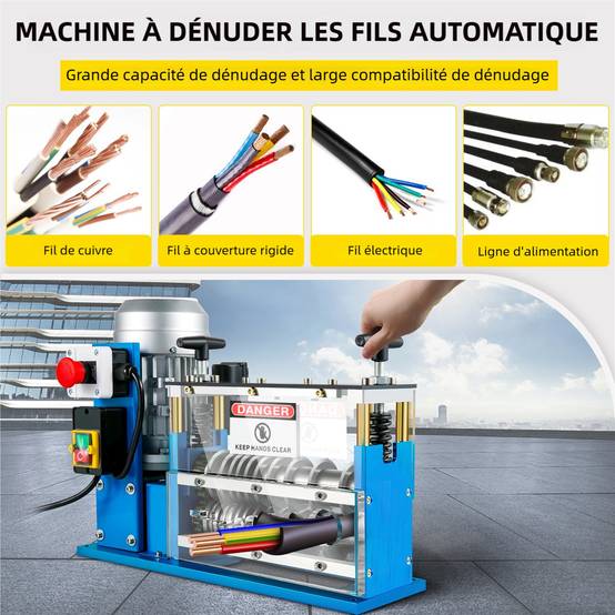VEVOR Dénudeuse électrique 370W, 11 canaux, 10 lames, pour recyclage fils cuivre et enlèvement isolation. - Image 2