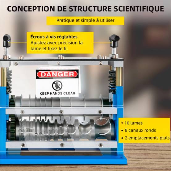 VEVOR Dénudeuse électrique 370W, 11 canaux, 10 lames, pour recyclage fils cuivre et enlèvement isolation. - Image 6