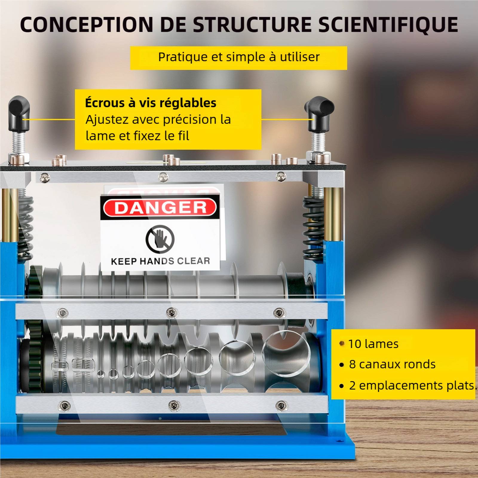 VEVOR Dénudeuse électrique 370W, 11 canaux, 10 lames, pour recyclage fils cuivre et enlèvement isolation. - Image 6