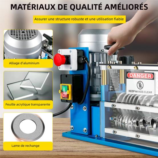 VEVOR Dénudeuse électrique 370W, 11 canaux, 10 lames, pour recyclage fils cuivre et enlèvement isolation. - Image 4