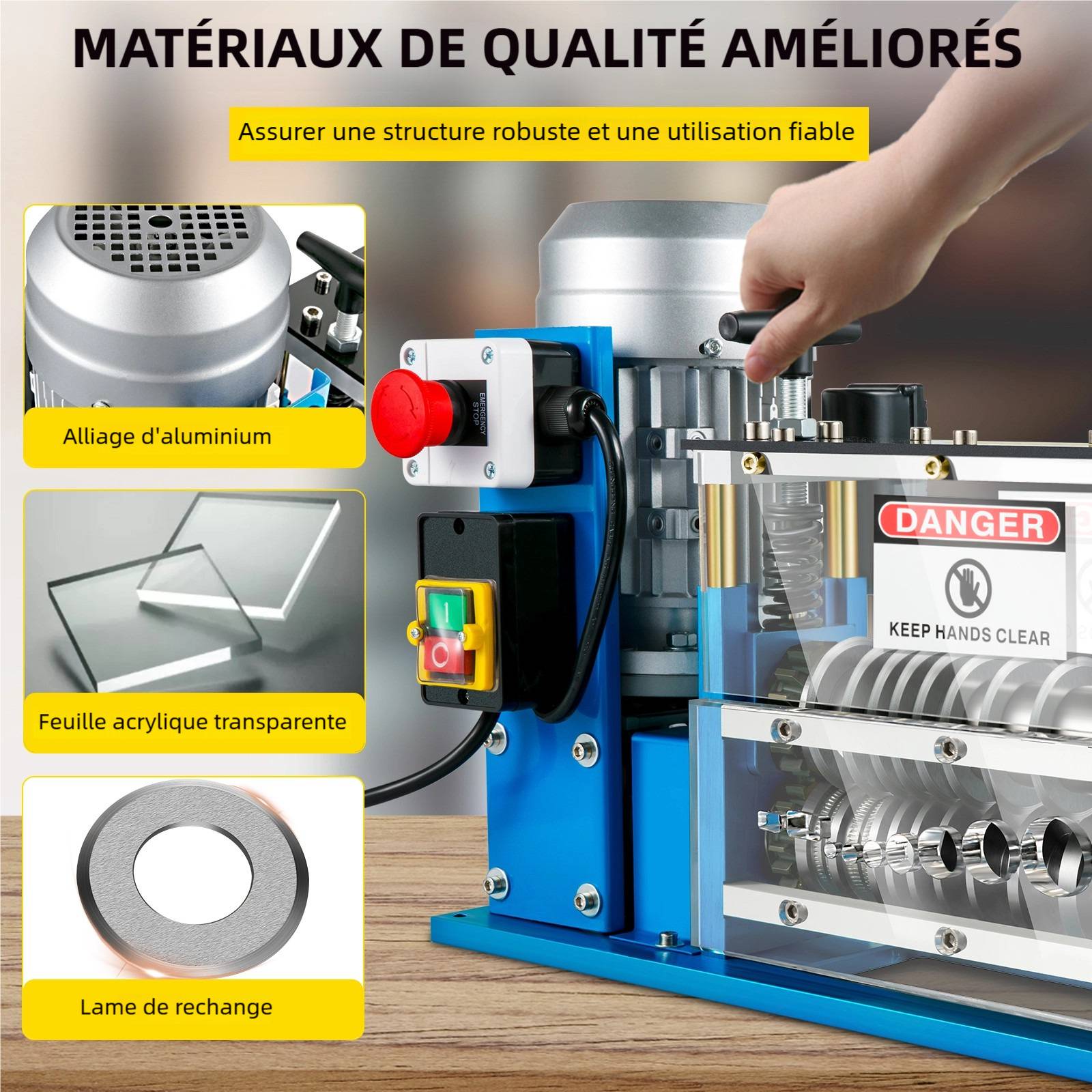 VEVOR Dénudeuse électrique 370W, 11 canaux, 10 lames, pour recyclage fils cuivre et enlèvement isolation. - Image 4