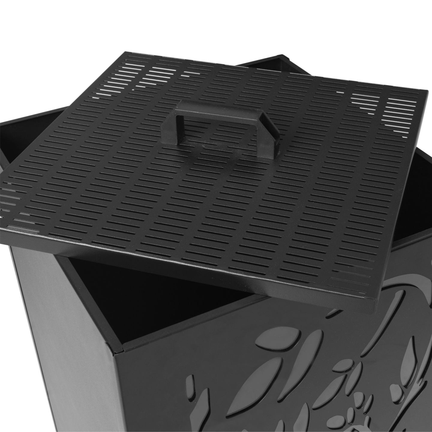 IDMARKET - Réservoir à granulés 55 kg noir rangement à pellets 36 x 36 x 87 cm - motif floral - Image 5