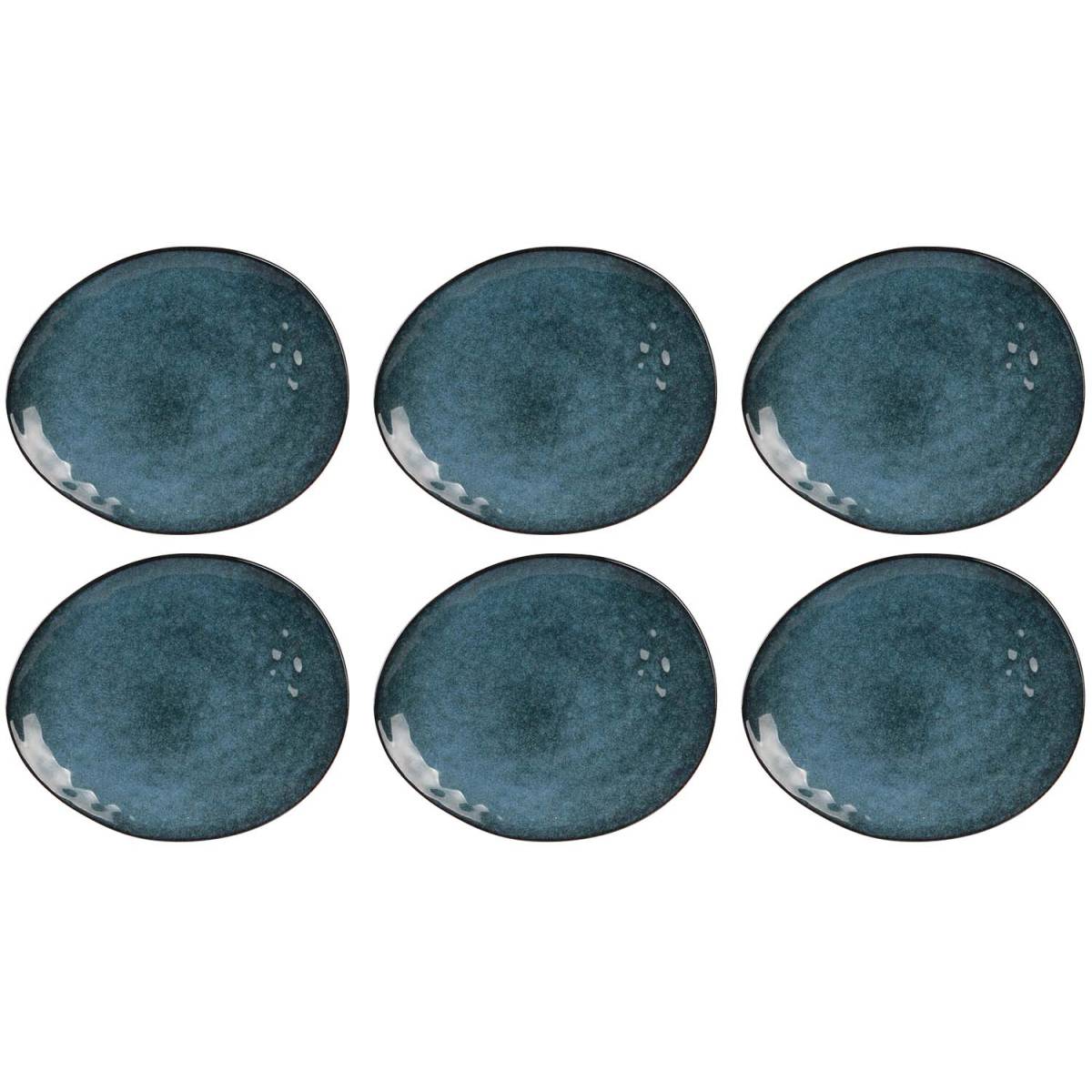 The Home Deco Factory - Assiette en grès bleu Au grès du temps (Lot de 6) 27,5 cm - Image 1