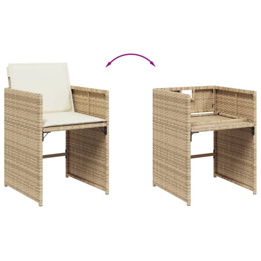 Maison Chic - Ensemble de 5 pcs table de jardin et chaises avec coussins - mobilier de jardin Beige poly rotin-JU2721 - Image 6