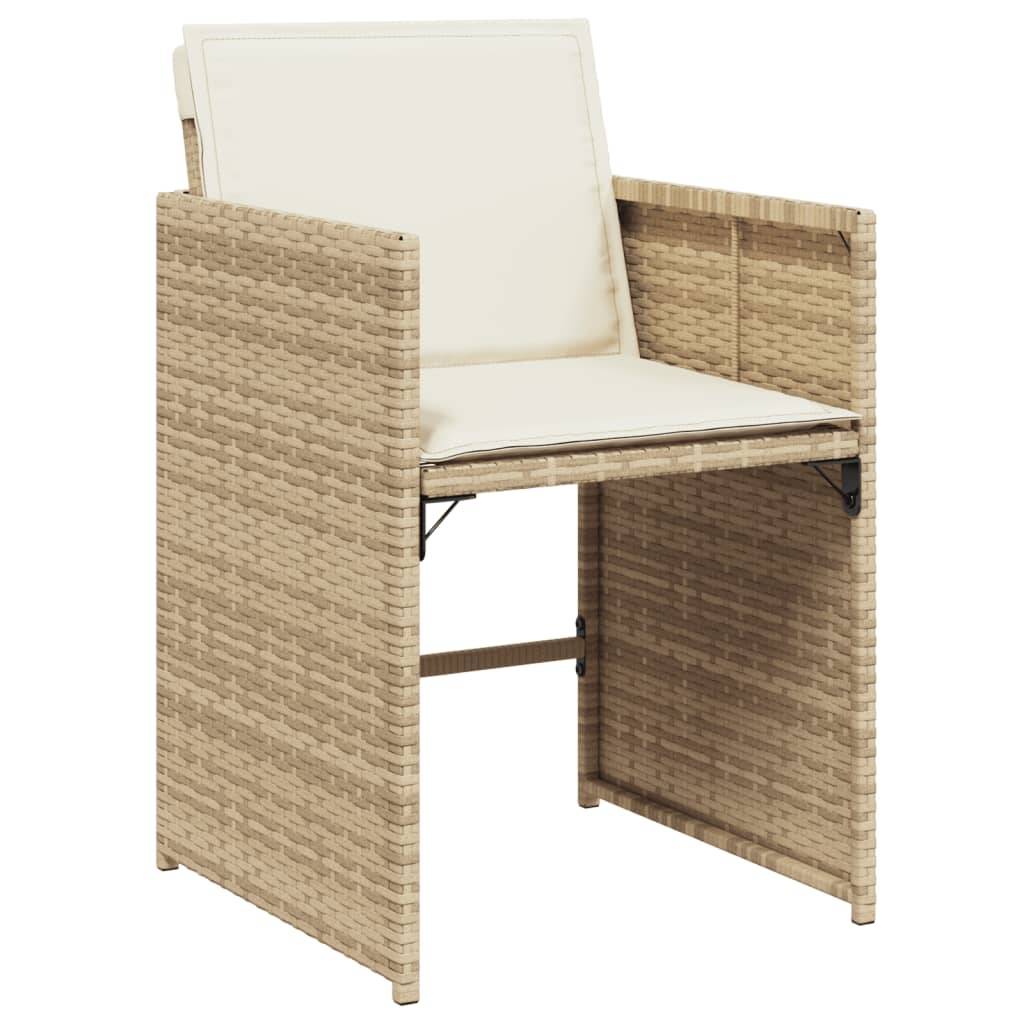 Maison Chic - Ensemble de 5 pcs table de jardin et chaises avec coussins - mobilier de jardin Beige poly rotin-JU2721 - Image 5