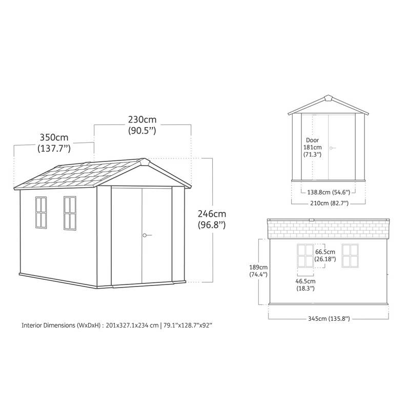 Keter - Abri de jardin Newton Plus 7511 - 7,2 m² - Gris Aspect bois - KETER - Image 7