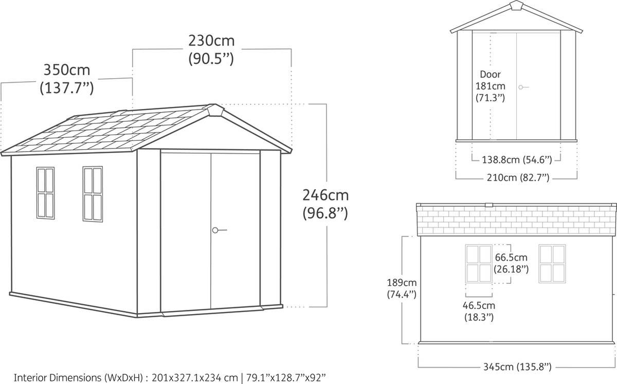 Keter - Abri de jardin Newton Plus 7511 - 7,2 m² - Gris Aspect bois - KETER - Image 4