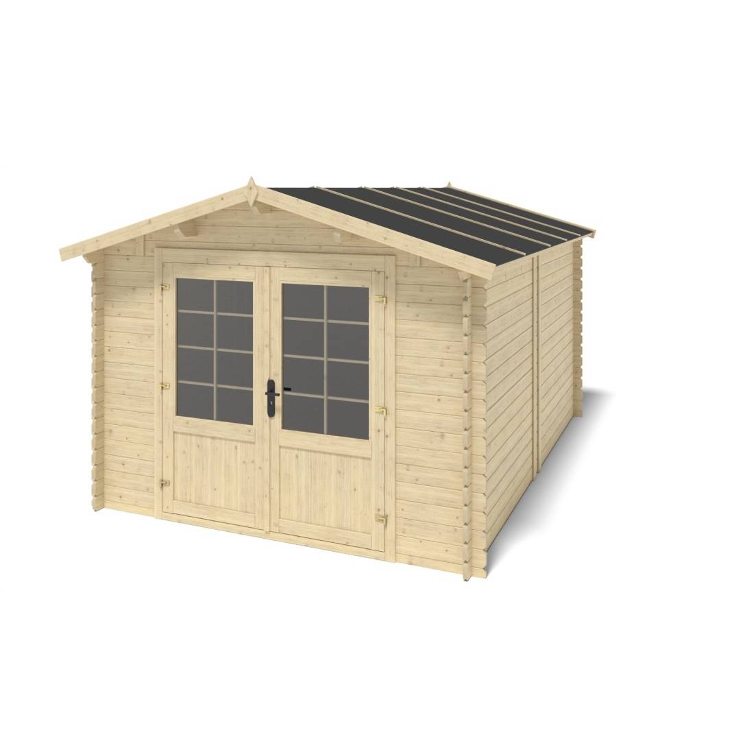 Altanka - Abri de jardin en bois - 12m2 - 3x4m - Ep. 28mm - Couleur: naturel - DOM661 - ALTANKA - Image 2