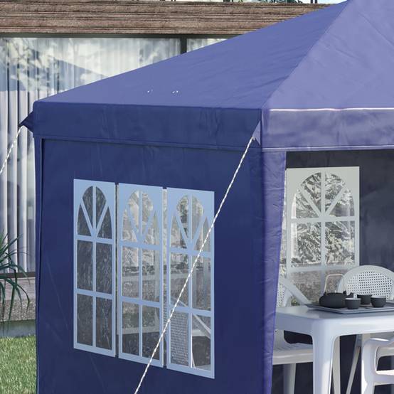 Tonnelle pliante 6 x 3 m avec 4 côtés détachables, tonnelle de jardin avec 4 fenêtres et sac de transport, bleue - Image 10