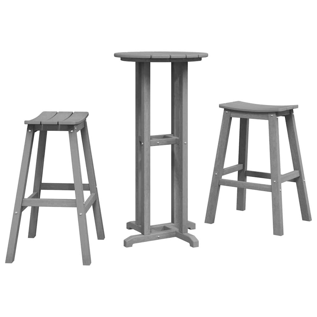 3pcs Salon De Jardin - Ensemble de bar de jardin Gris clair HDPE g91 - Image 1