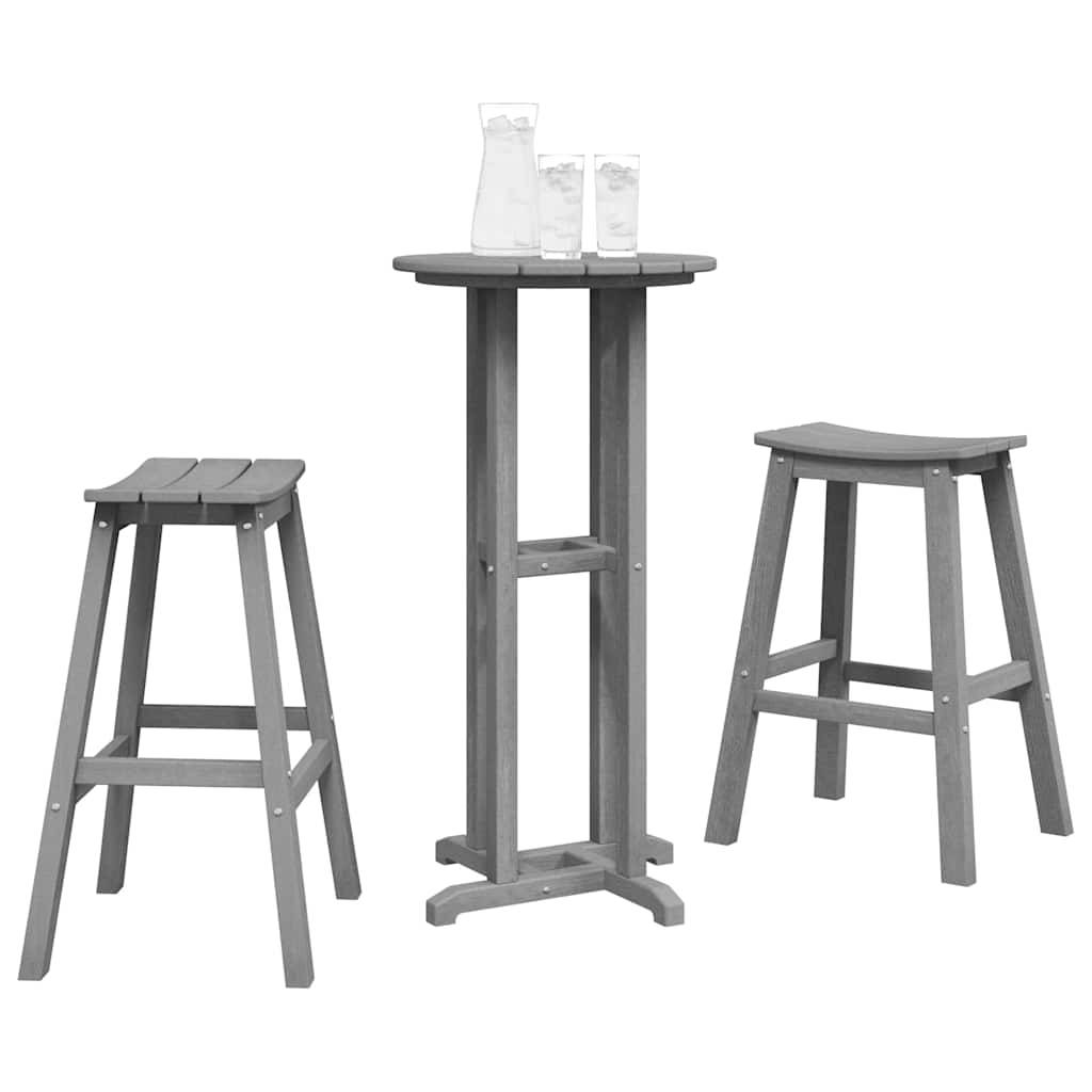 3pcs Salon De Jardin - Ensemble de bar de jardin Gris clair HDPE g91 - Image 3