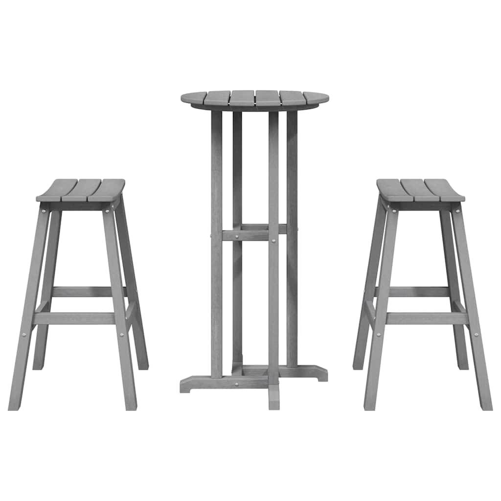 3pcs Salon De Jardin - Ensemble de bar de jardin Gris clair HDPE g91 - Image 7